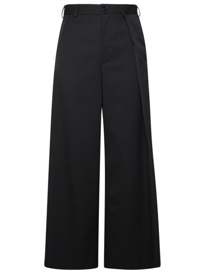 Shop Mm6 Maison Margiela Black Virgin Wool Blend Tailored Trousers