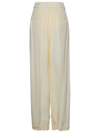 Shop Jil Sander Cream Silk Blend Trousers In Neutrals