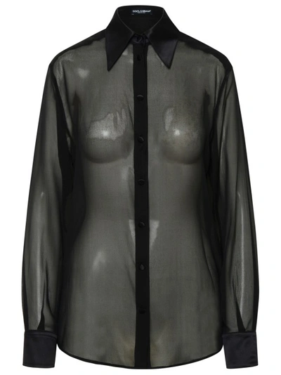 Shop Dolce & Gabbana Black Silk Shirt In Grey