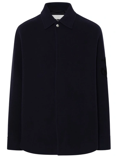 Shop Jil Sander Blue Wool Shirt In Black