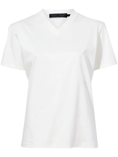 Shop Proenza Schouler Talia Monogram V-neck T-shirt In Eco Cotton Jersey In Black  