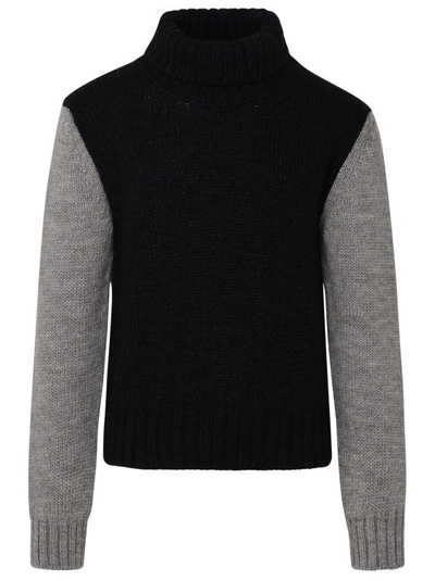Shop Dolce & Gabbana Two-tone Alpaca Blend Turtleneck Sweater In Black