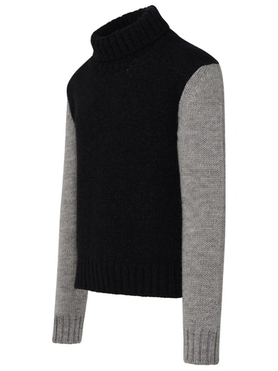 Shop Dolce & Gabbana Two-tone Alpaca Blend Turtleneck Sweater In Black