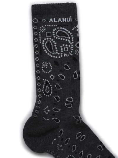 Shop Alanui Grey Cotton Socks In Black