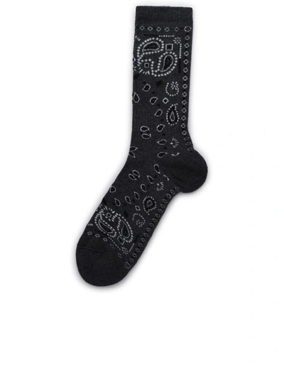 Shop Alanui Grey Cotton Socks In Black