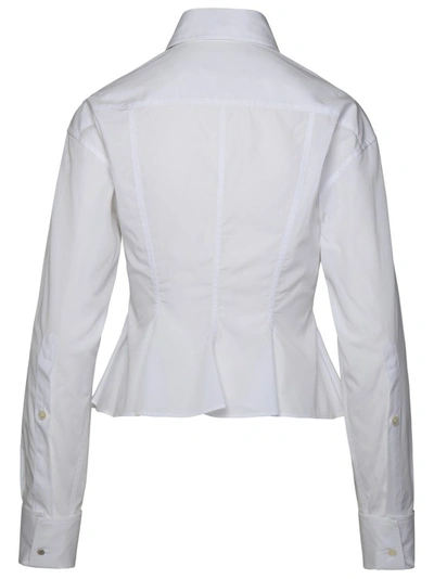 Shop Stella Mccartney Peplum' White Organic Cotton Shirt