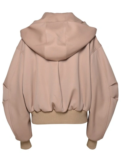 Shop Attico Beige Virgin Wool Bomber Jacket In Pink