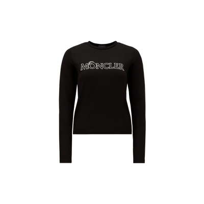 Shop Moncler Collection T-shirt À Manches Longues Et Logo In Noir
