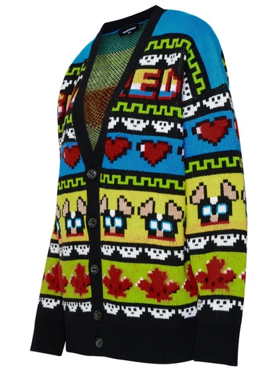 Shop Dsquared2 Multicolored Wool Cardigan In Black