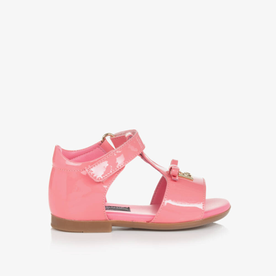 Shop Dolce & Gabbana Baby Girls Pink Patent Leather Sandals