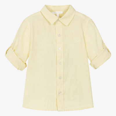 Shop Patachou Boys Pastel Yellow Linen & Cotton Shirt