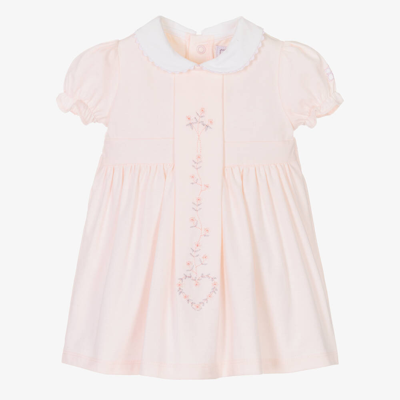 Shop Emile Et Rose Baby Girls Pink Cotton Embroidered Dress