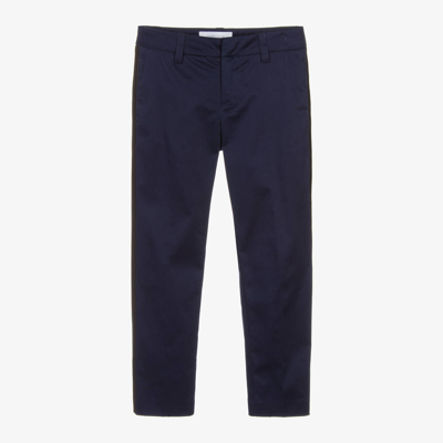 Shop Roberto Cavalli Boys Navy Blue Cotton Trousers