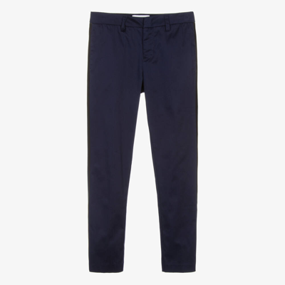 Shop Roberto Cavalli Teen Boys Navy Blue Cotton Trousers