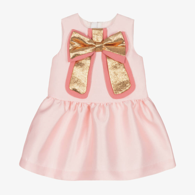 Shop Hucklebones London Baby Girls Pink Satin Bow Dress