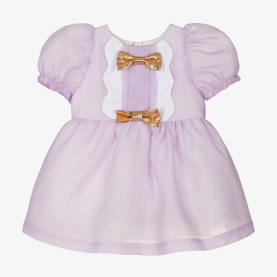 Shop Hucklebones London Baby Girls Purple Crêpe Bows Dress