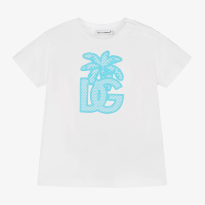 Shop Dolce & Gabbana Boys White Cotton Palm Tree T-shirt