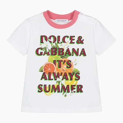 Shop Dolce & Gabbana Baby Girls White Italian Holiday T-shirt