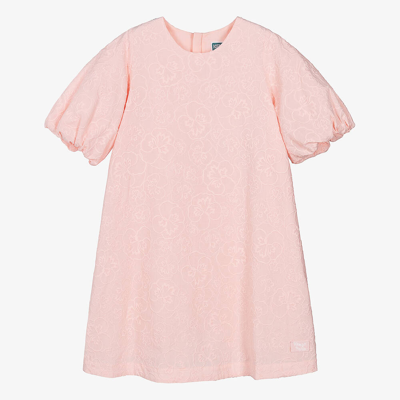 Shop Kenzo Kids Teen Girls Pink Embroidered Floral Dress