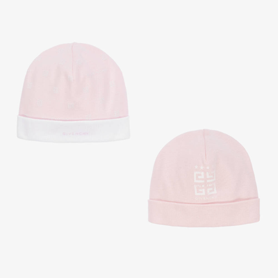 Shop Givenchy Baby Girls Pink Cotton Hats (2 Pack)