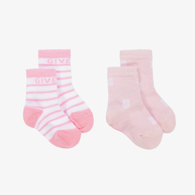 Shop Givenchy Baby Girls Pink Cotton Socks (2 Pack)
