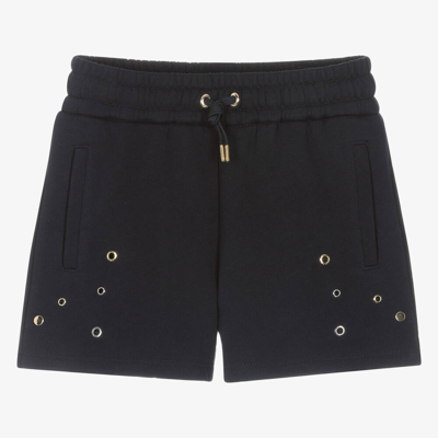Shop Chloé Teen Girls Navy Blue Cotton Jersey Shorts