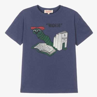 Shop The Animals Observatory Teen Blue Cotton Bookworm T-shirt