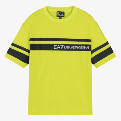 Shop Ea7 Emporio Armani Teen Boys Lime Green Striped T-shirt
