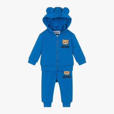 Shop Moschino Baby Blue Cotton Teddy Bear Logo Tracksuit