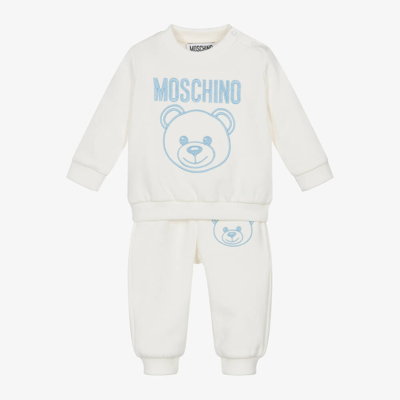 Shop Moschino Baby Ivory Cotton Teddy Bear Logo Tracksuit