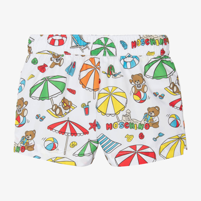 Shop Moschino Baby Boys White Holiday Teddy Bear Swim Shorts