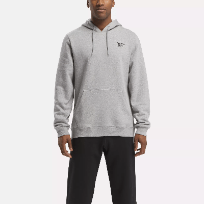 Shop Reebok Men's  Identity Small Logo Fleece Hoodie In Grey