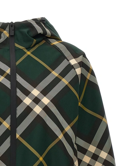 Shop Burberry Check Crop Jacket In Green