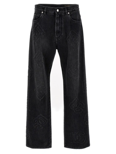 Shop Dolce & Gabbana 'dg' Jeans In Gray
