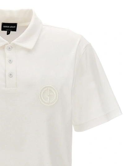 Shop Giorgio Armani Logo Embroidery Polo Shirt In White