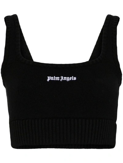 Shop Palm Angels Embroidered-logo Knit Tank Top In Black Off White