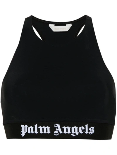 Shop Palm Angels Logo-tape Crop Top In Black White