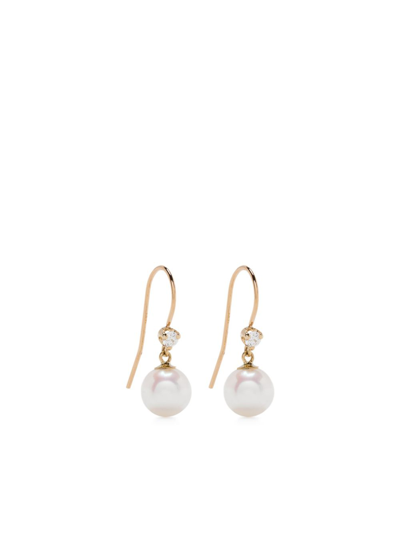 Shop Zoë Chicco 14k Yellow Gold Diamond And Pearl Earrings