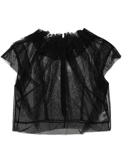 Shop Simone Rocha Tüllbluse Mit Gerafftem Ausschnitt In Black