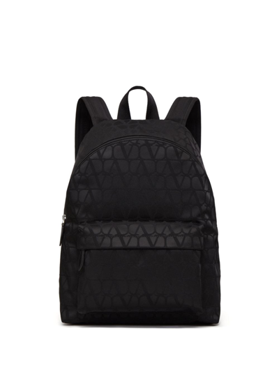 Shop Valentino Black Toile Iconographe Backpack