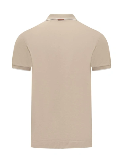 Shop Zegna Polo Shirt With Logo In Beige