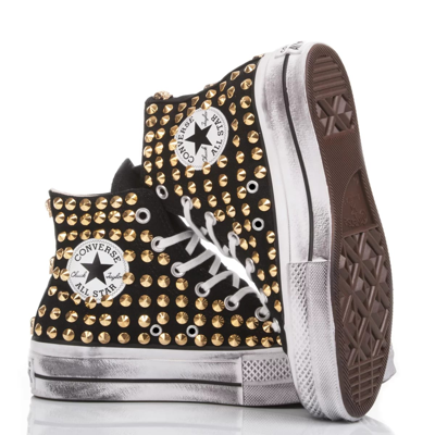 MIMANERA CONVERSE PLATFORM BLACK GOLD STUDS 