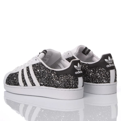 Shop Mimanera Adidas Superstar Black With Glitter
