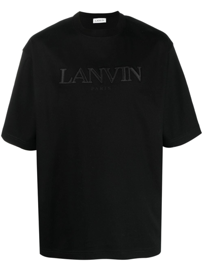 Shop Lanvin Logo Cotton T-shirt In Black