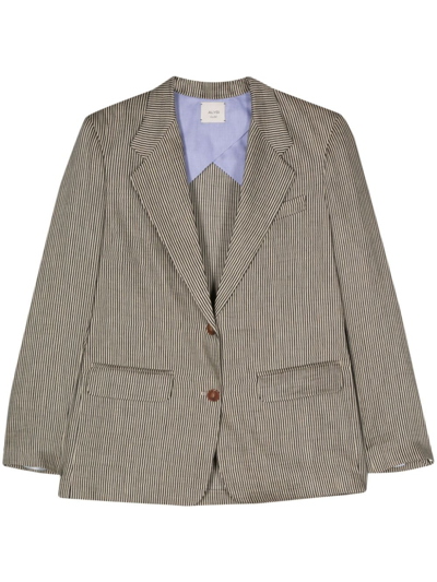 Alysi Striped Single-breasted Jacket In Grey