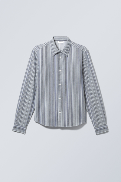 Shop Weekday Oscar Regular Striped Shirt In Blue