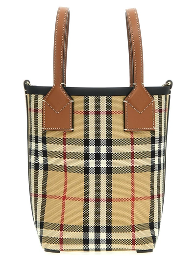 Shop Burberry 'london Mini' Shopping Bag In Beige