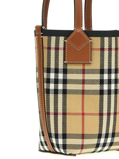 Shop Burberry 'london Mini' Shopping Bag In Beige