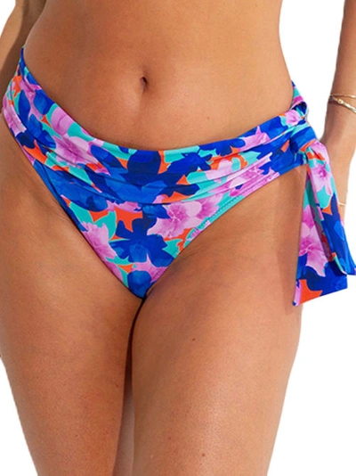 Shop Pour Moi Heatwave Fold-over Bikini Bottom In Aqua Floral
