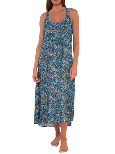Shop Sunsets Destination Dress Cover-up In Pansy Fields